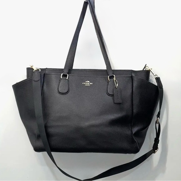 Coach BLACK Pebbled Leather Tote Bag - Picture 4 of 12